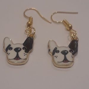 Handmade Beautiful 18kt Gp Dog Dangle Drop Earring
